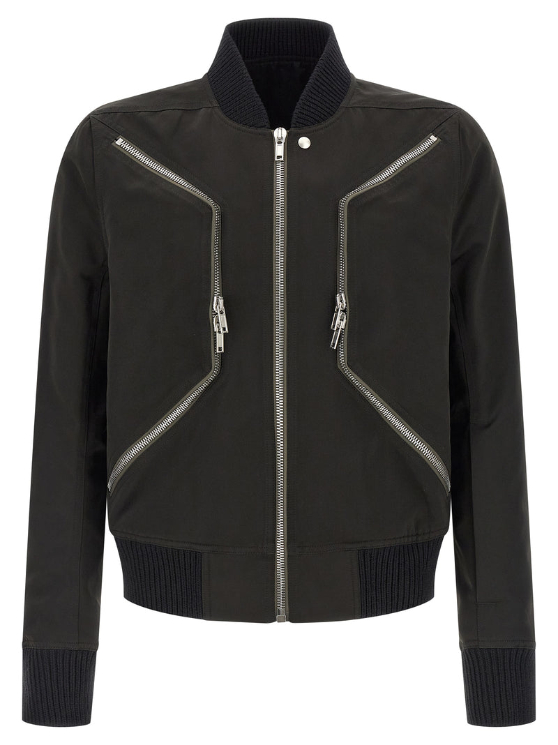 Rick Owens Heizer Flight Black Polyester Bomber Jacket