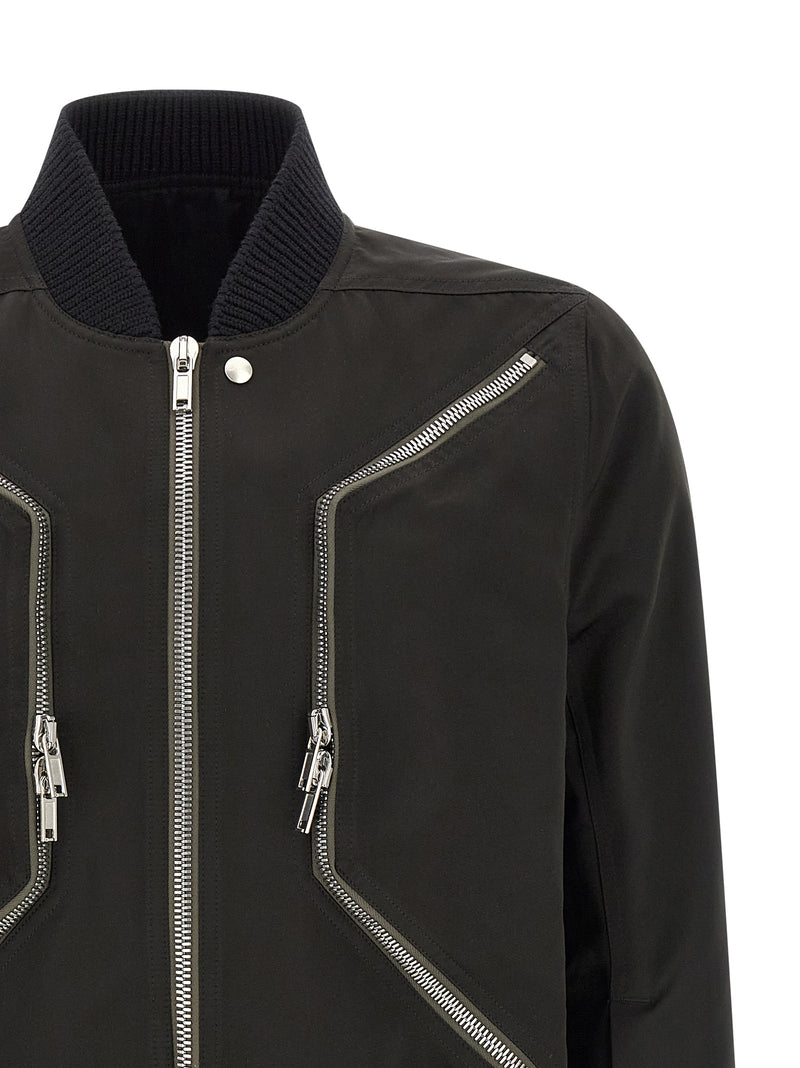 Rick Owens Heizer Flight Black Polyester Bomber Jacket