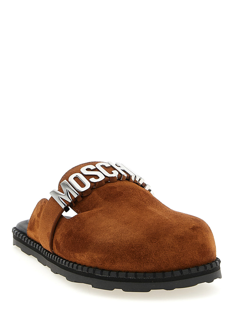 Moschino Brown Calfskin Clogs - Stylish and Comfortable Footwear