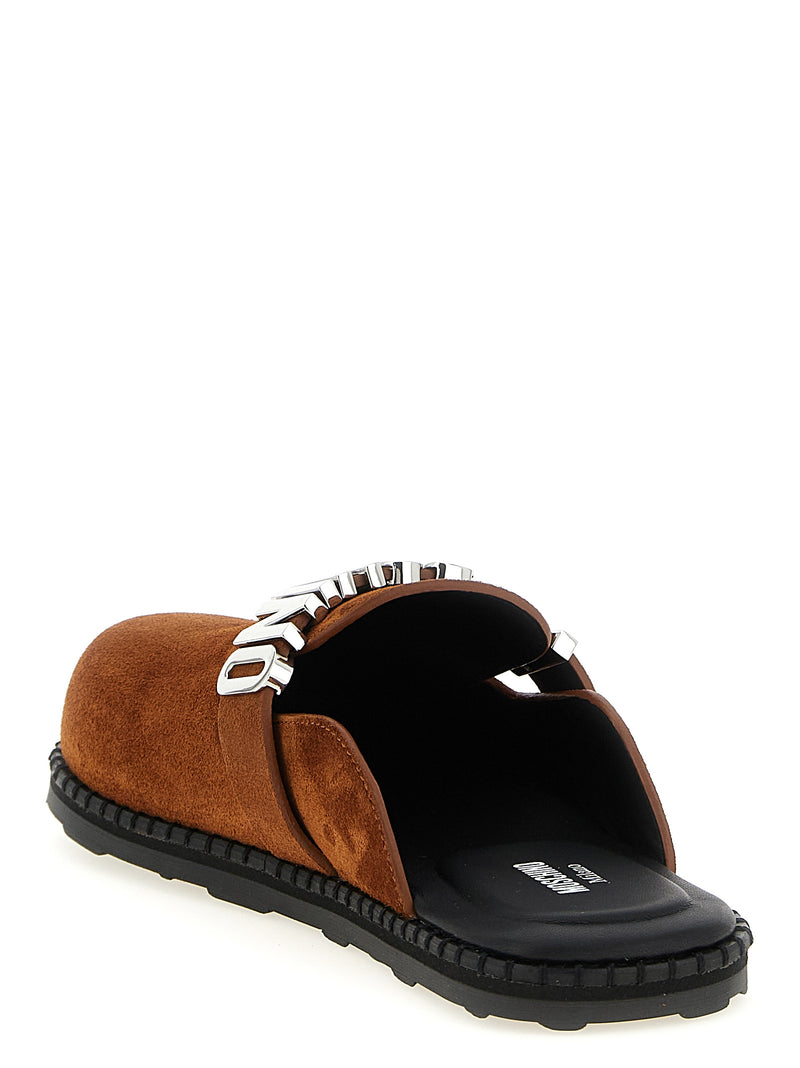 Moschino Brown Calfskin Clogs - Stylish and Comfortable Footwear