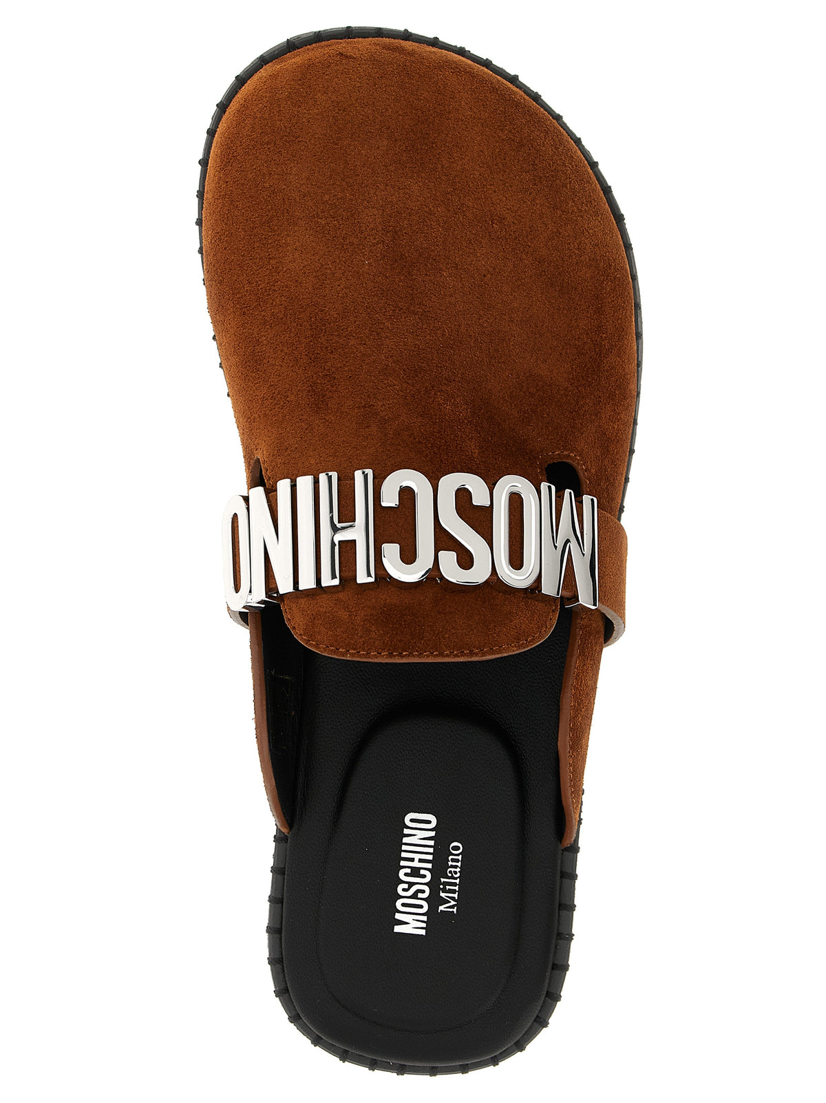 Moschino Brown Calfskin Clogs - Stylish and Comfortable Footwear