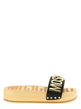 Moschino Black Calfskin Slides for Women