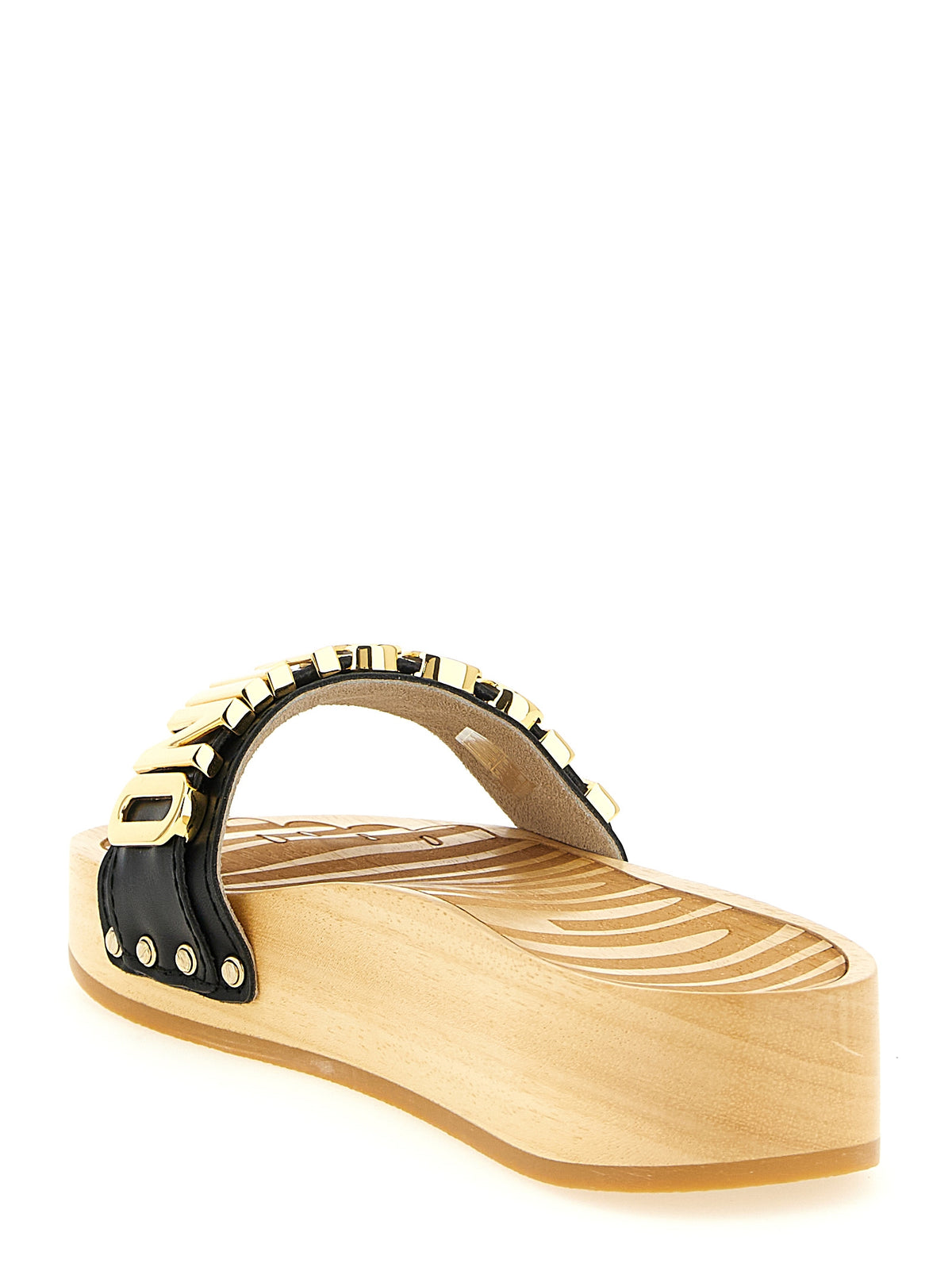 Moschino Black Calfskin Slides for Women