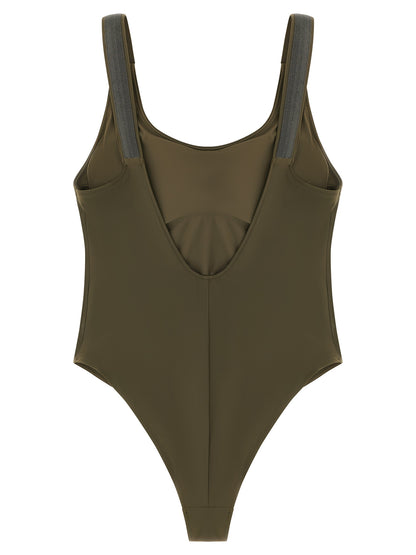 Brunello Cucinelli Bicolor Polyamide One-Piece Swimsuit
