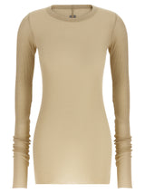 T-shirt à manches longues en viscose beige Rick Owens