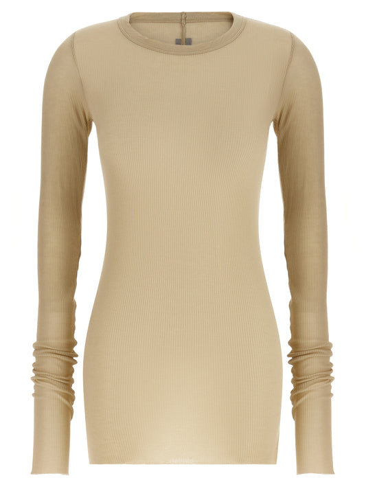 T-shirt à manches longues en viscose beige Rick Owens
