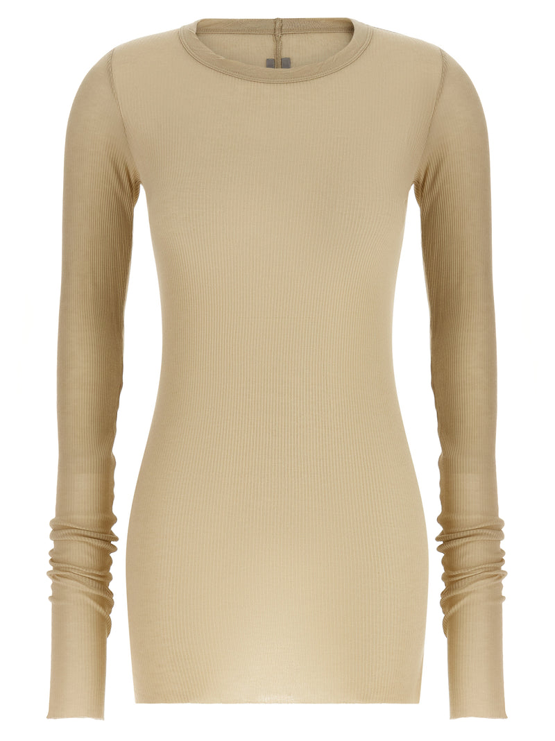 T-shirt à manches longues en viscose beige Rick Owens