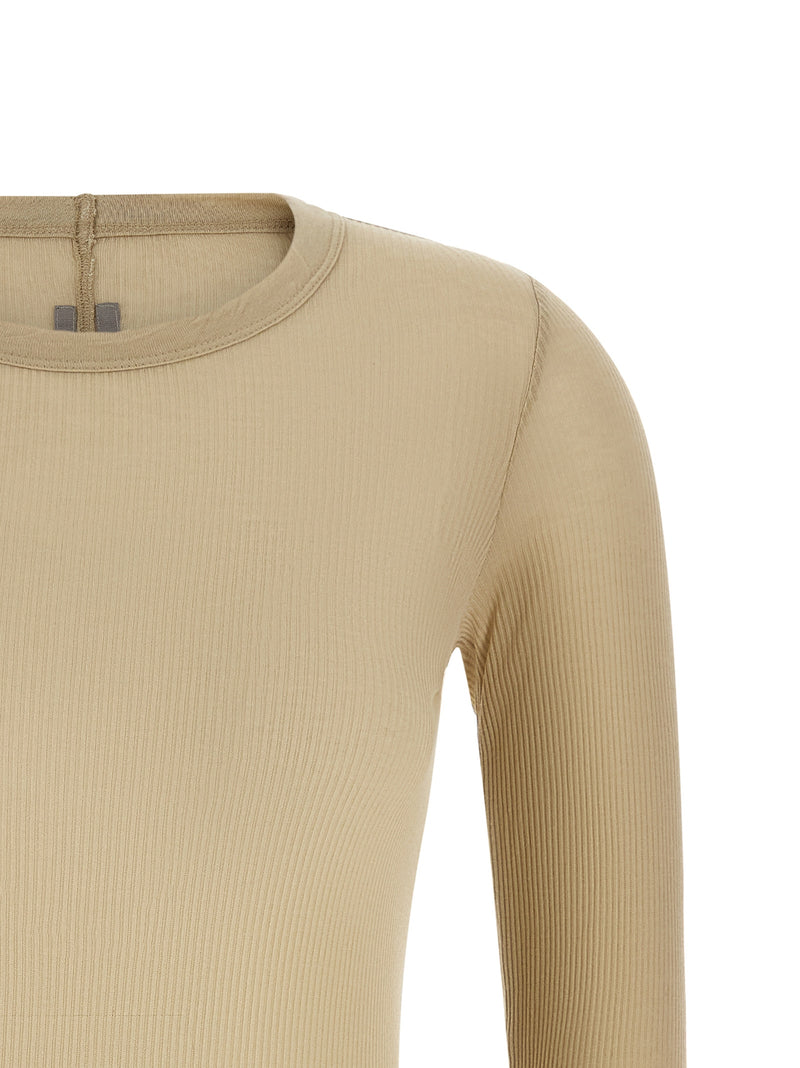 T-shirt à manches longues en viscose beige Rick Owens