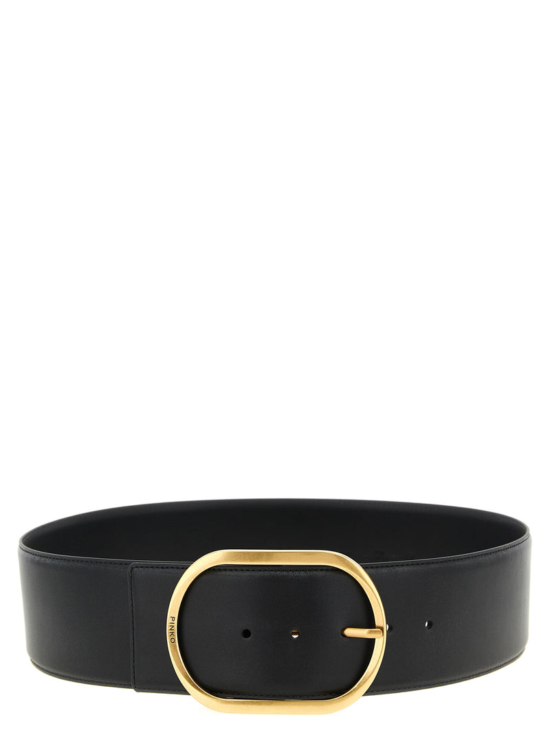 Ceinture taille haute PINKO en cuir de vachette noir