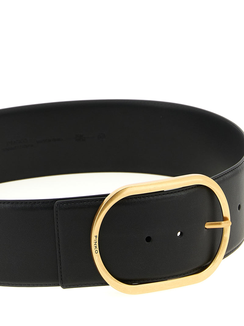 Ceinture taille haute PINKO en cuir de vachette noir
