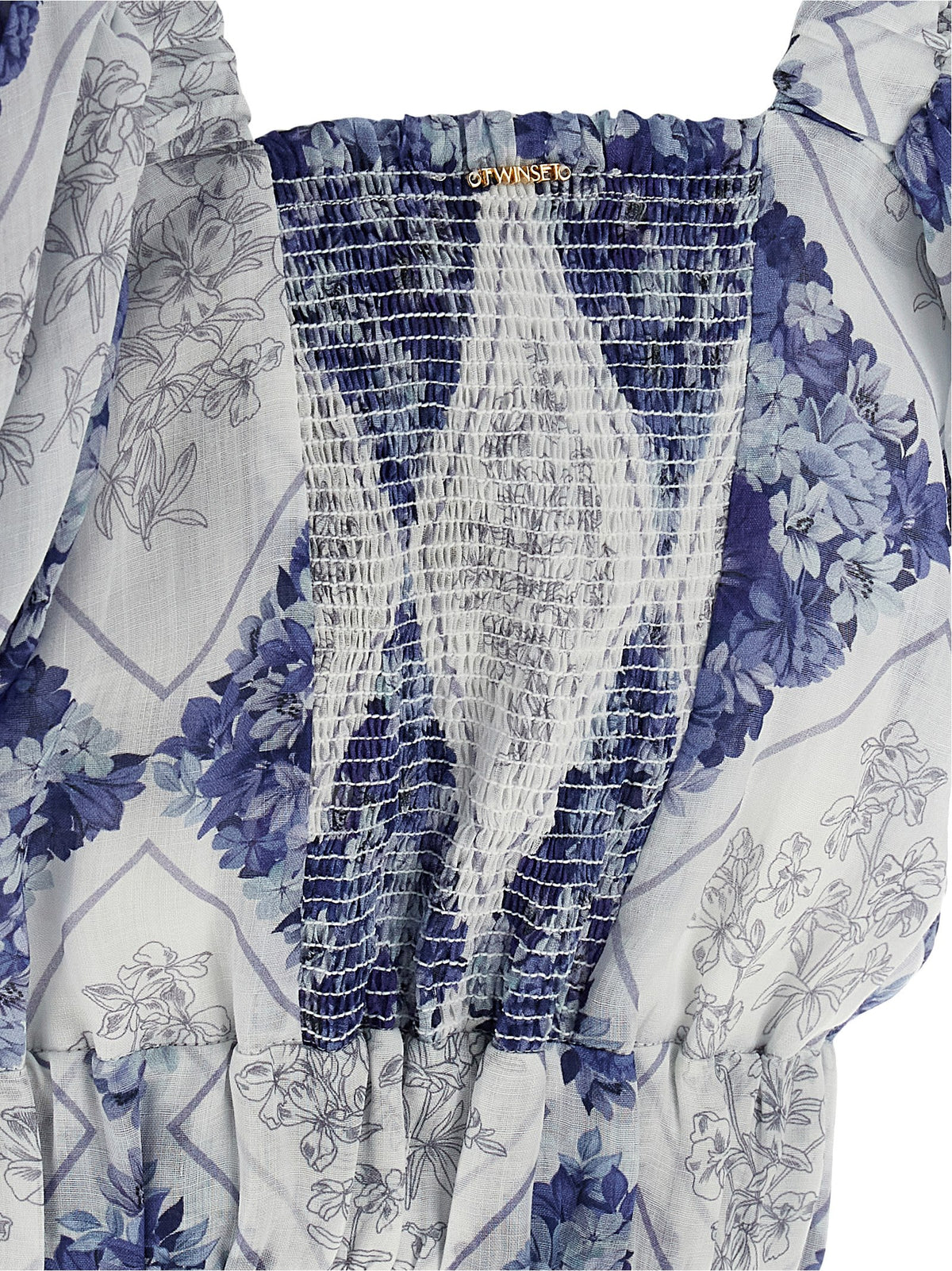 Twinset Blue Ramie Blouse - Chic Floral Design