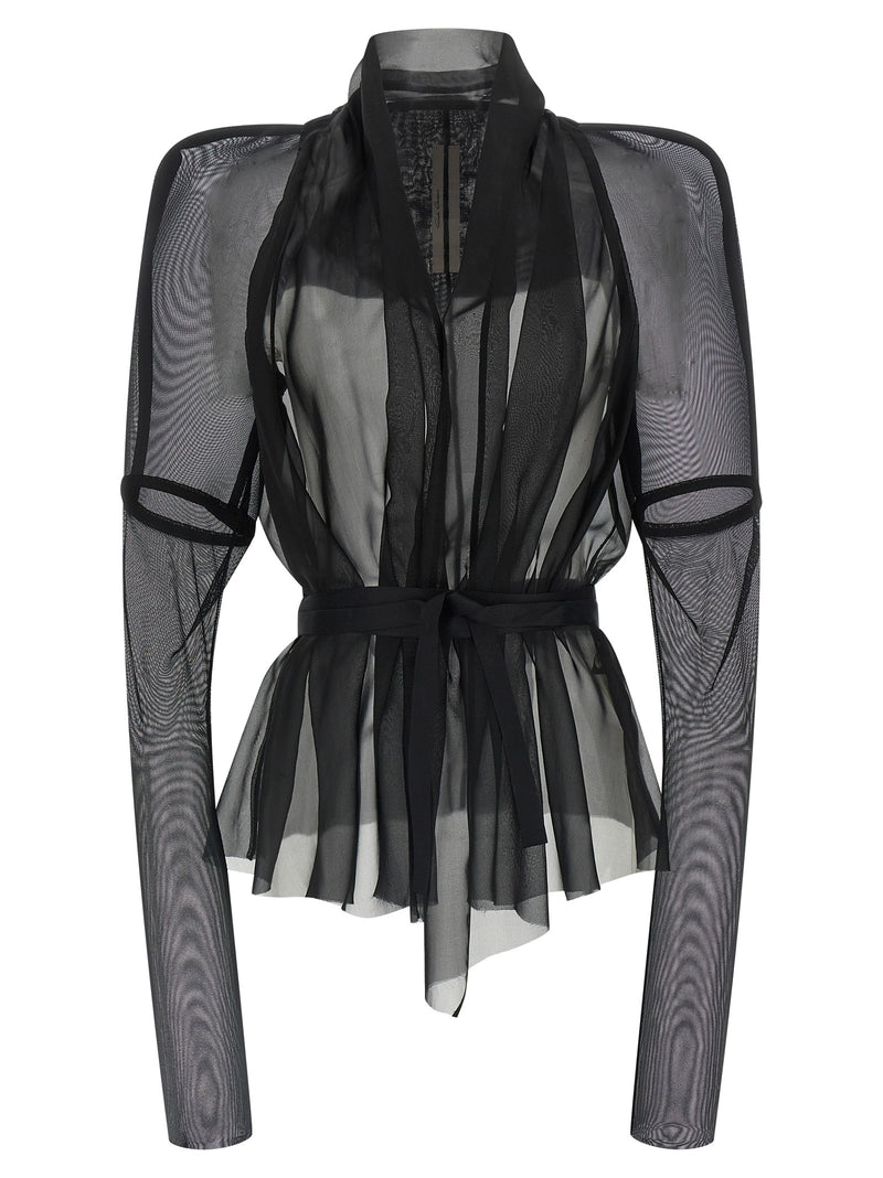 Veste longue en soie noire Rick Owens