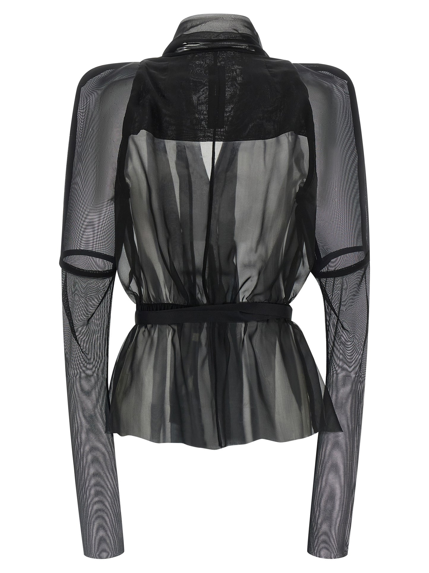 Rick Owens Black Silk Full-Length Jacket