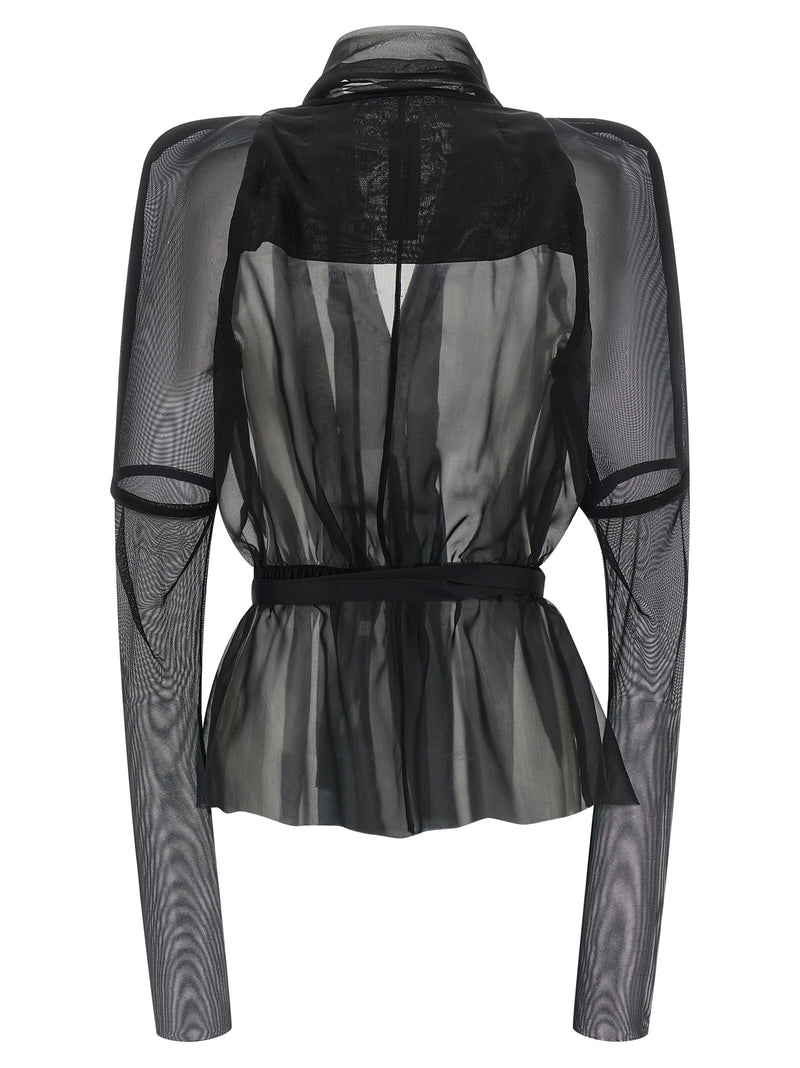 Veste longue en soie noire Rick Owens