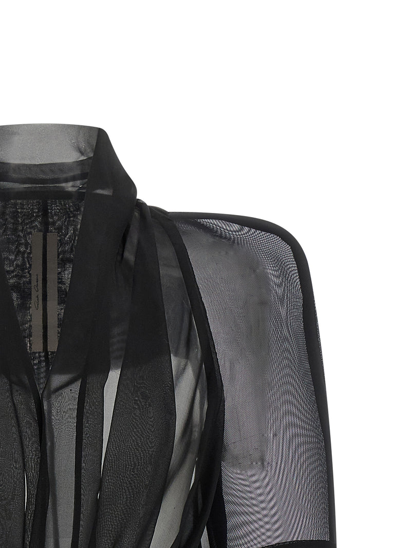 Veste longue en soie noire Rick Owens