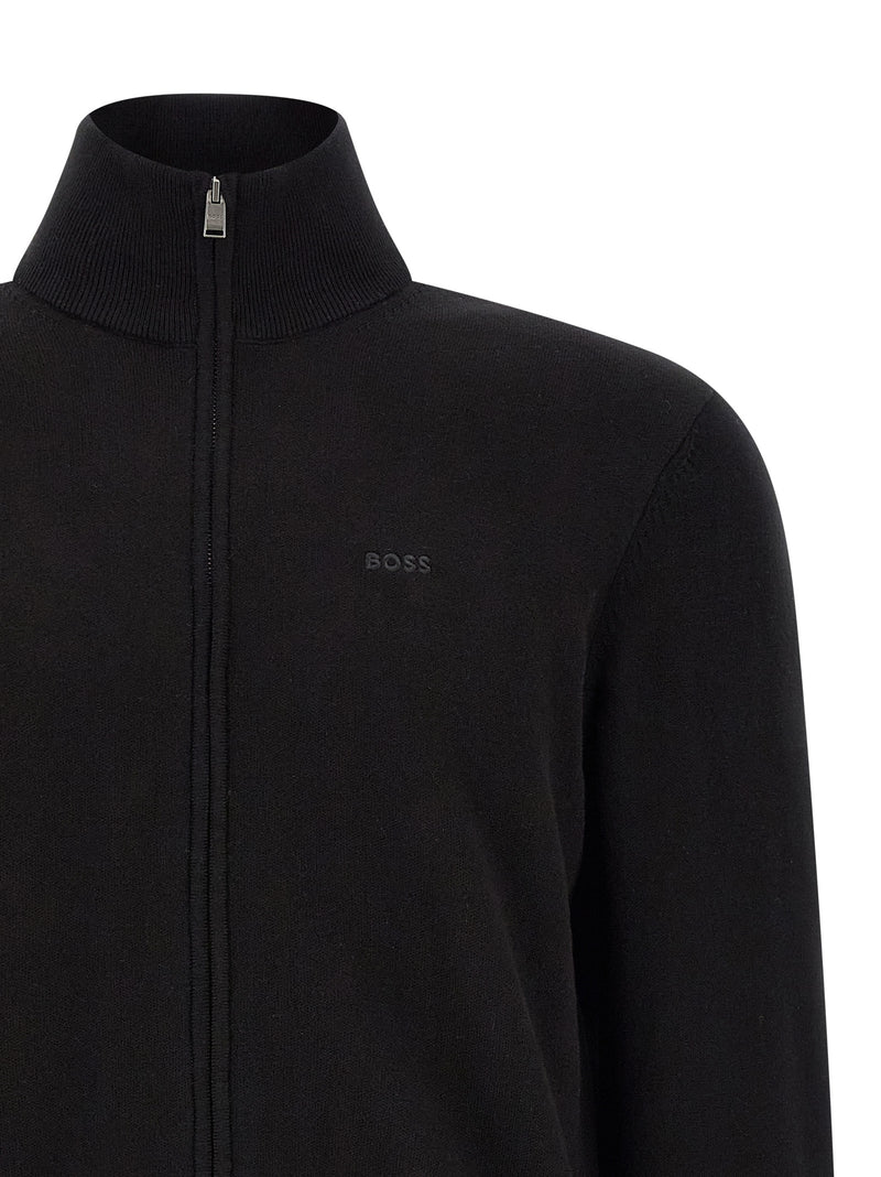 Hugo Boss Upalano Black Cotton Cardigan for Men