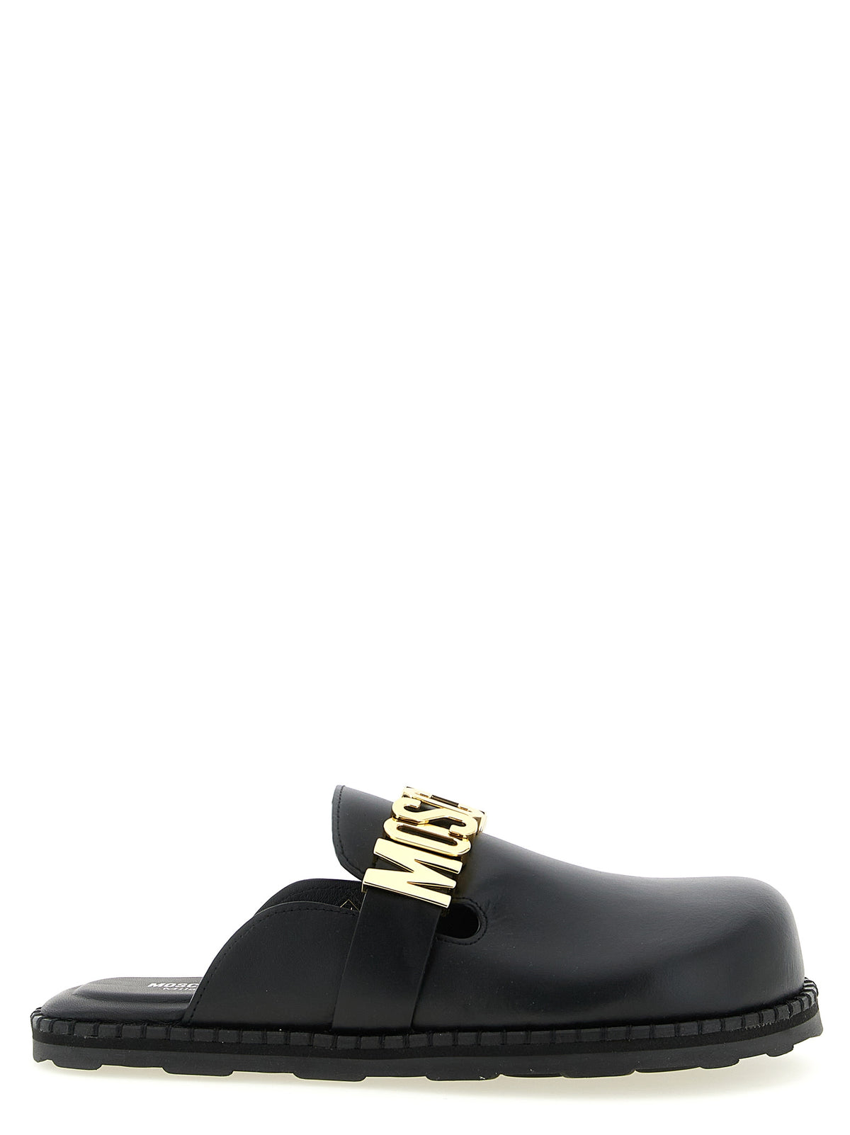 Moschino Black Calfskin Clogs for Women