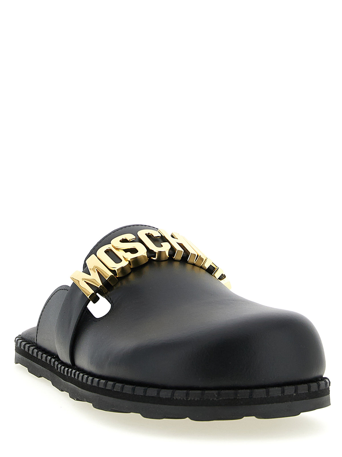 Moschino Black Calfskin Clogs for Women
