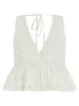 PINKO White Cotton Sleeveles T-Shirt