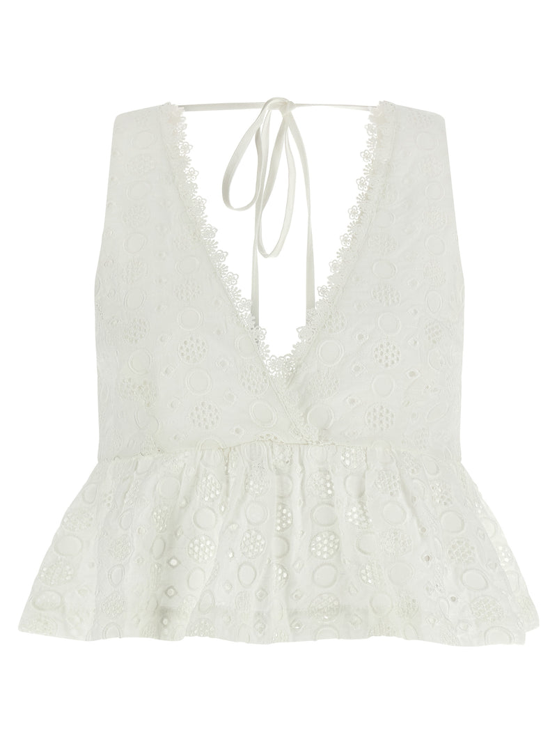 PINKO Kiersten White Cotton Sleeveless Cropped Top