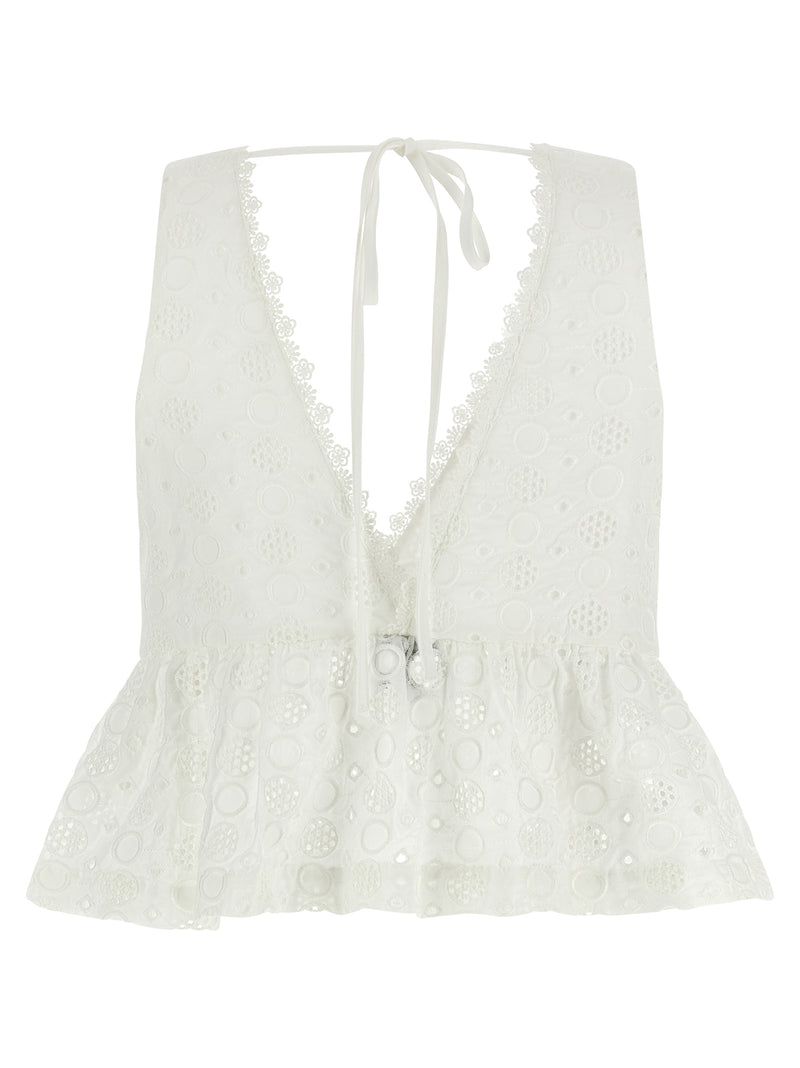 PINKO Kiersten White Cotton Sleeveless Cropped Top