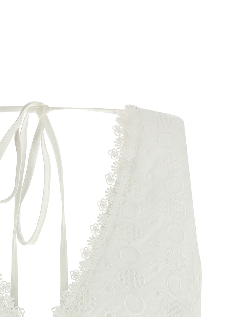 PINKO Kiersten White Cotton Sleeveless Cropped Top