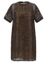 Robe courte en soie marron Brunello Cucinelli
