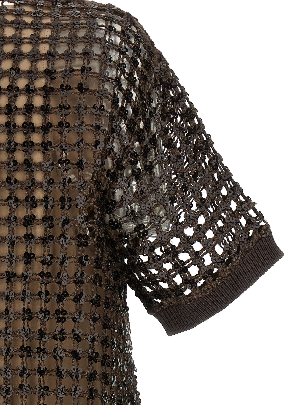Robe courte en soie marron Brunello Cucinelli
