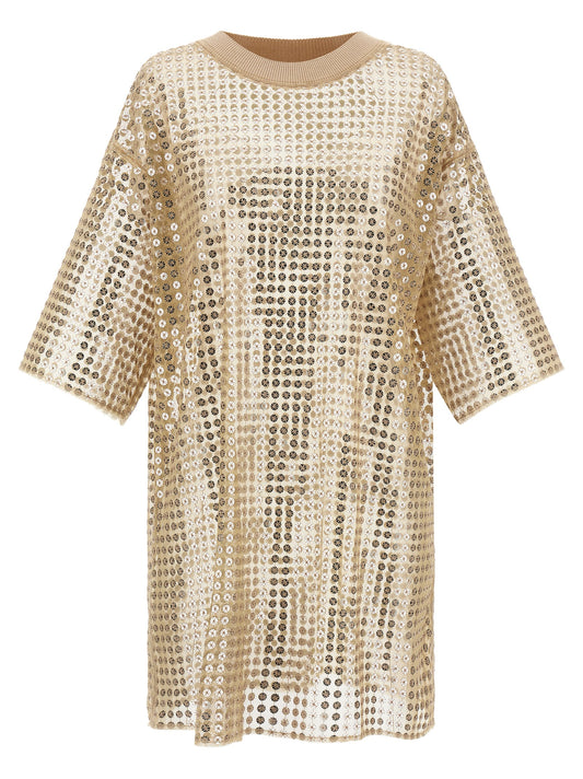 Robe Courte en Polyester Beige Fabiana Filippi