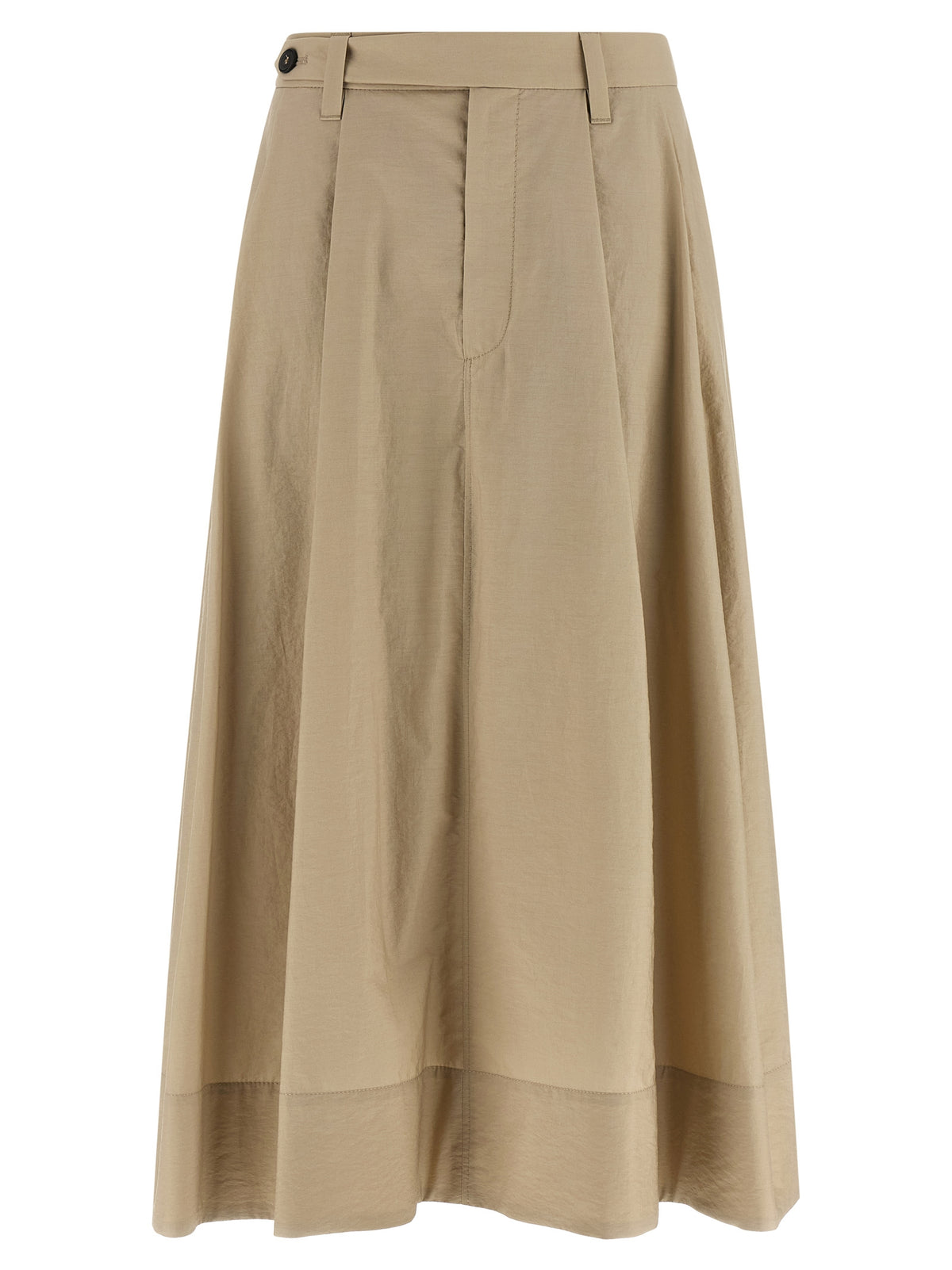 Brunello Cucinelli Beige Cotton Midi Skirt