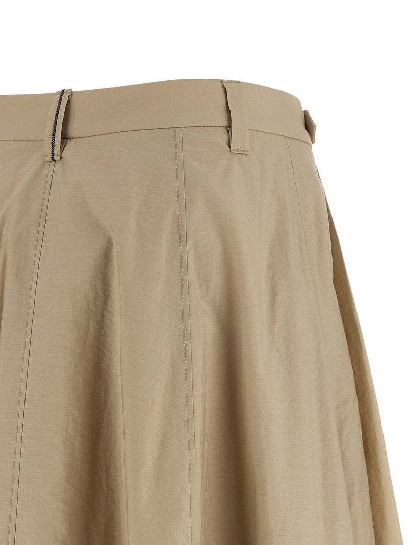 Brunello Cucinelli Beige Cotton Midi Skirt