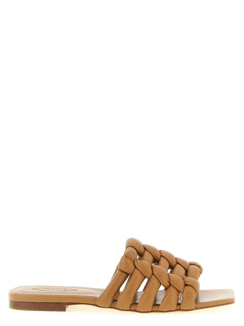 Tod's Brown Lambskin Slides for Women