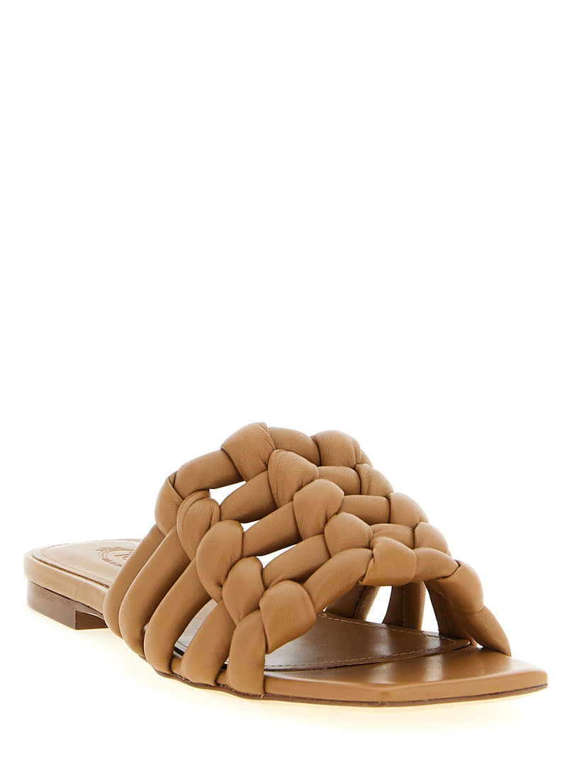 Tod's Brown Lambskin Slides for Women
