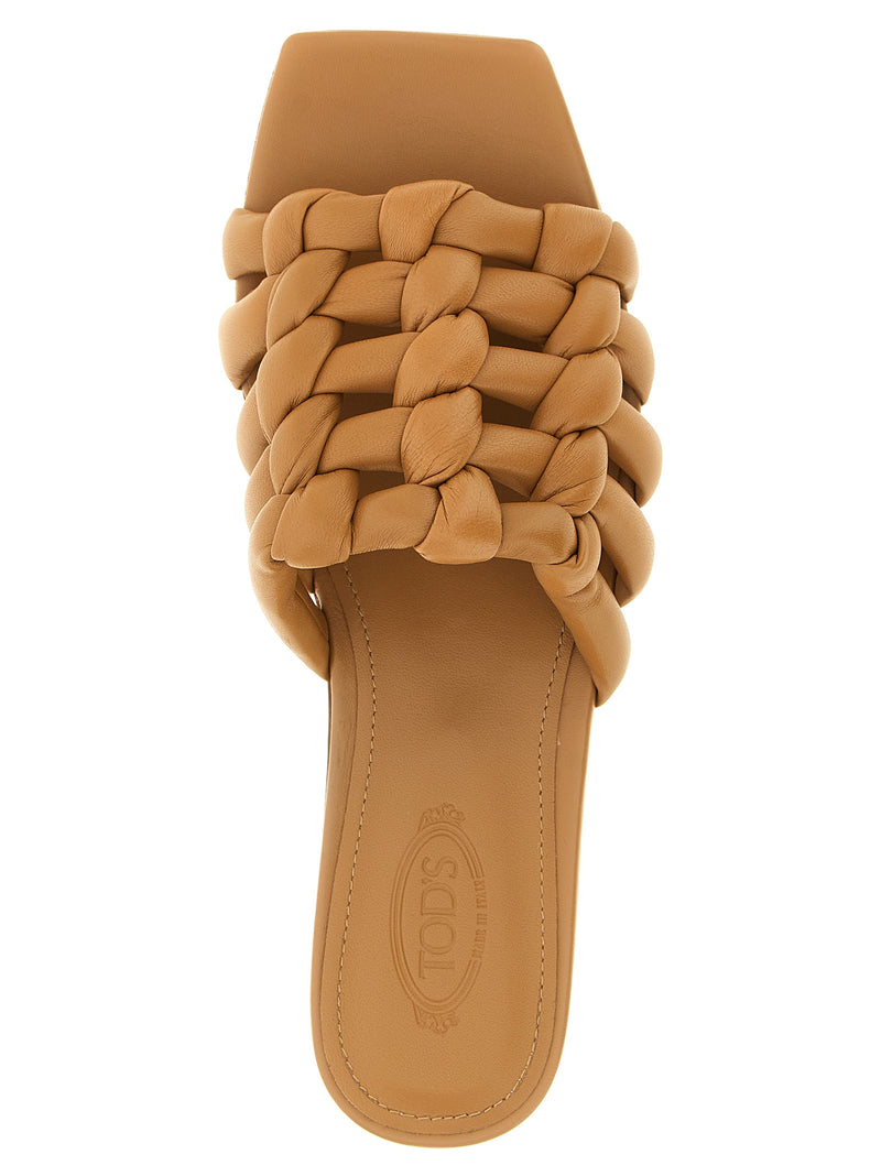Tod's Brown Lambskin Slides for Women