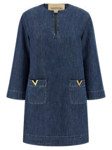 Robe courte en coton bleu Valentino Garavani