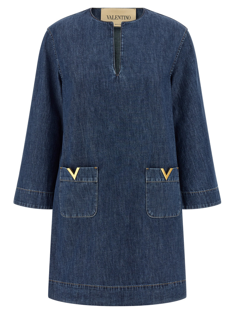 Robe courte en coton bleu Valentino Garavani
