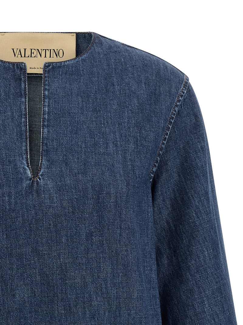 Robe courte en coton bleu Valentino Garavani