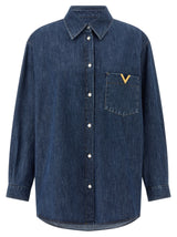 Valentino Garavani Blue Cotton Blouse for Women
