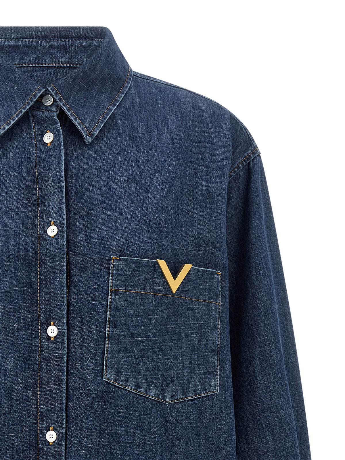 Valentino Garavani Blue Cotton Blouse for Women