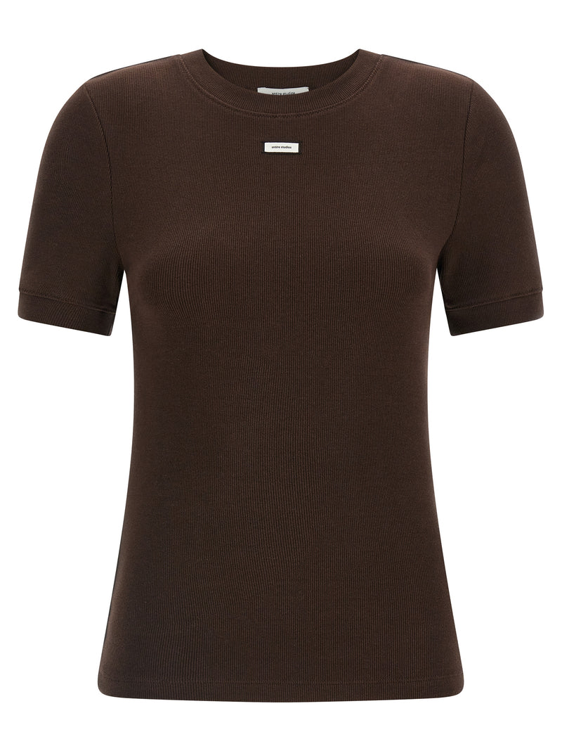Entire Studios Lounge Brown Ribbed Cotton T-Shirt