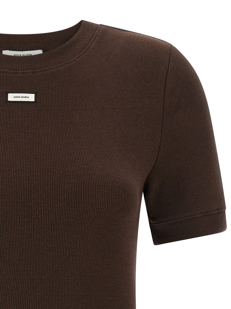 Entire Studios Lounge Brown Ribbed Cotton T-Shirt