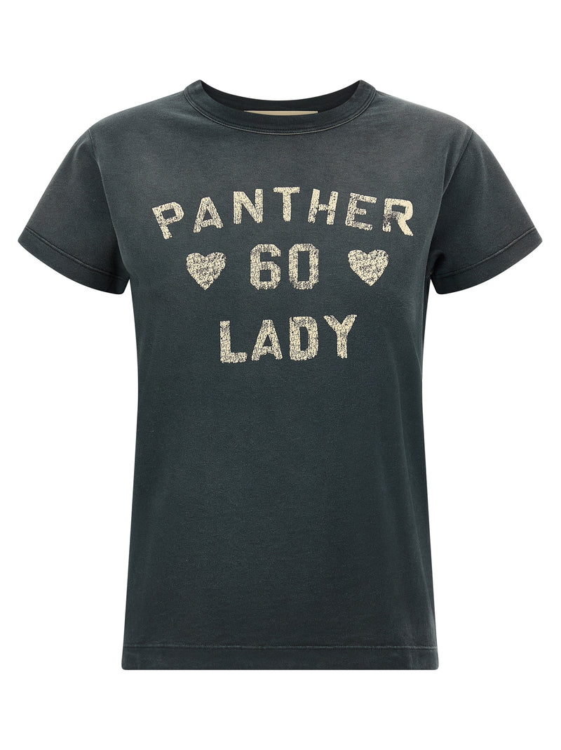 Valentino Garavani Gray Cotton T-Shirt with Panther Lady Print