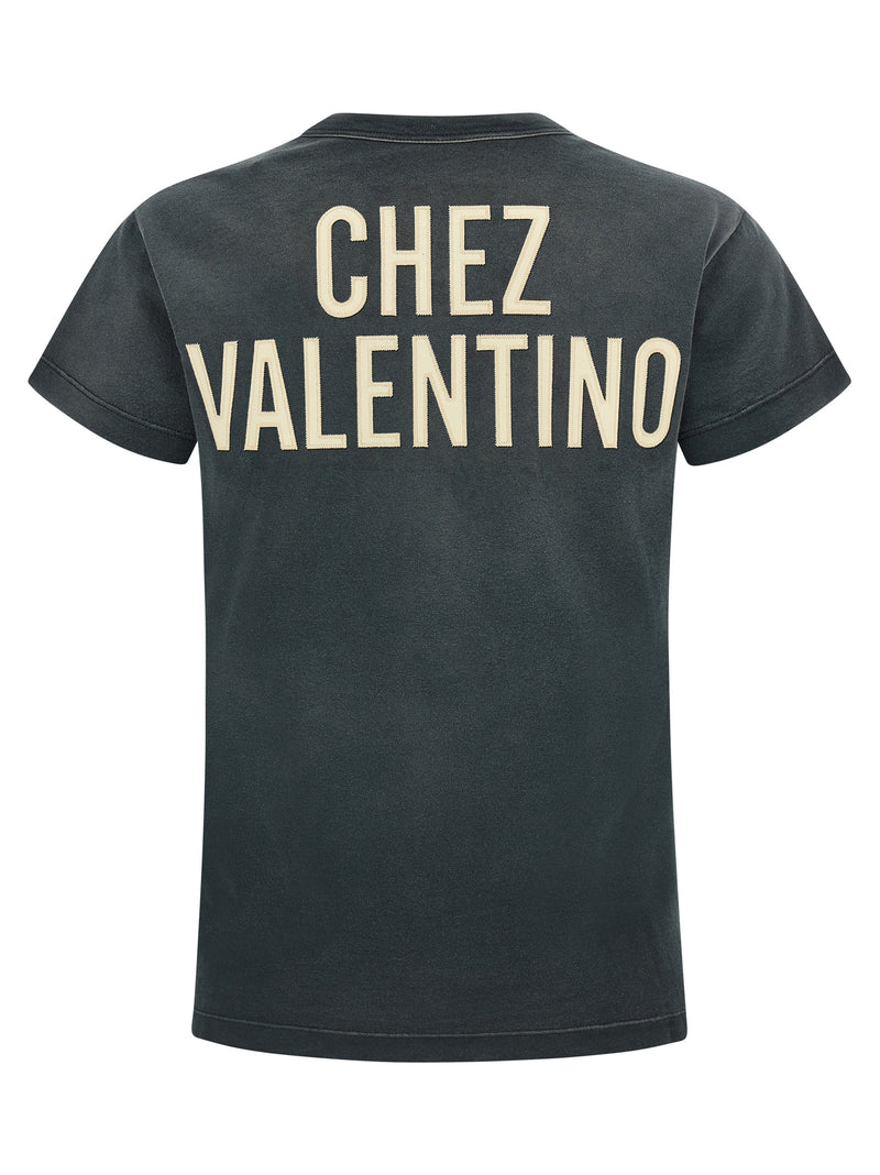 Valentino Garavani Gray Cotton T-Shirt with Panther Lady Print