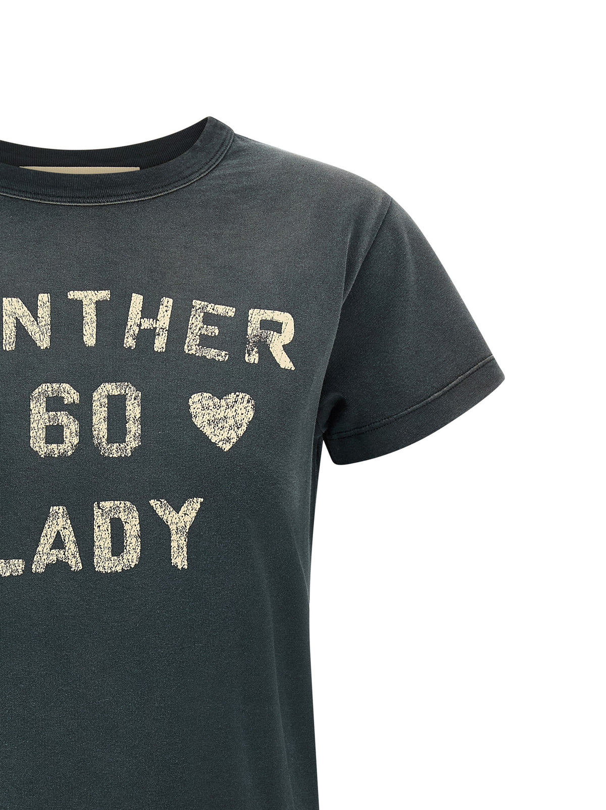 Valentino Garavani Gray Cotton T-Shirt with Panther Lady Print