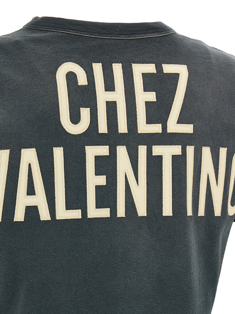 Valentino Garavani Gray Cotton T-Shirt with Panther Lady Print