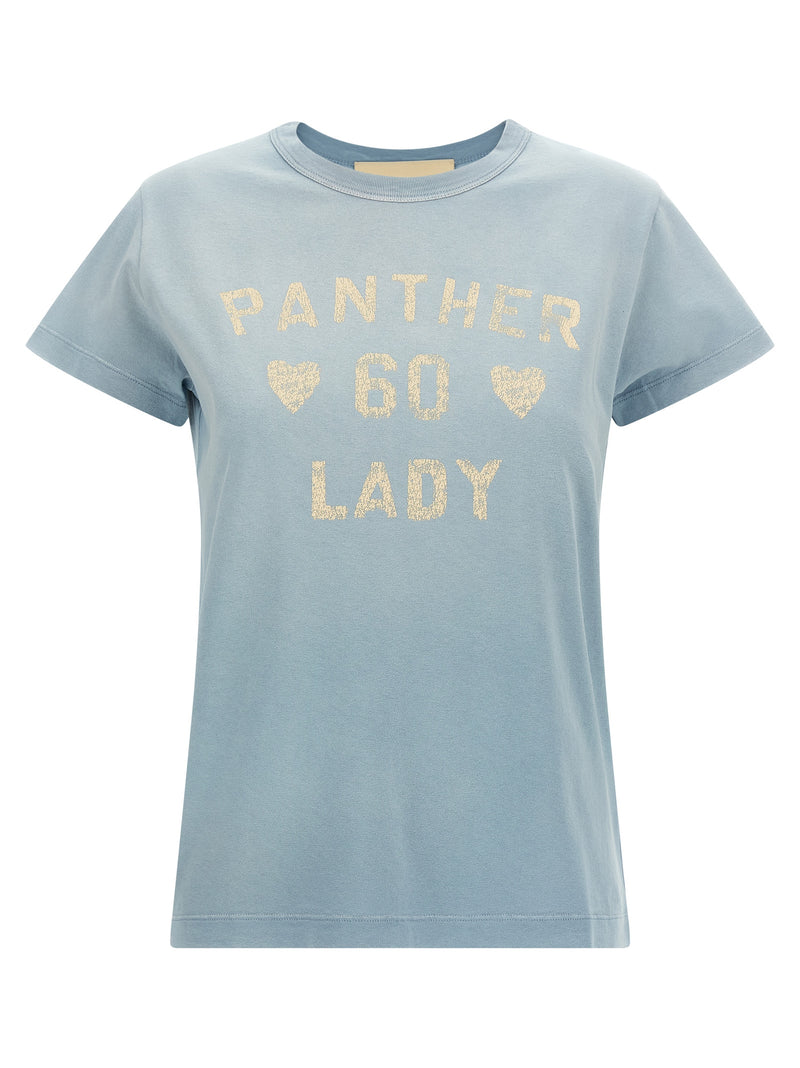 Valentino Garavani T-Shirt en Coton Bleu avec Imprimé Panther Lady