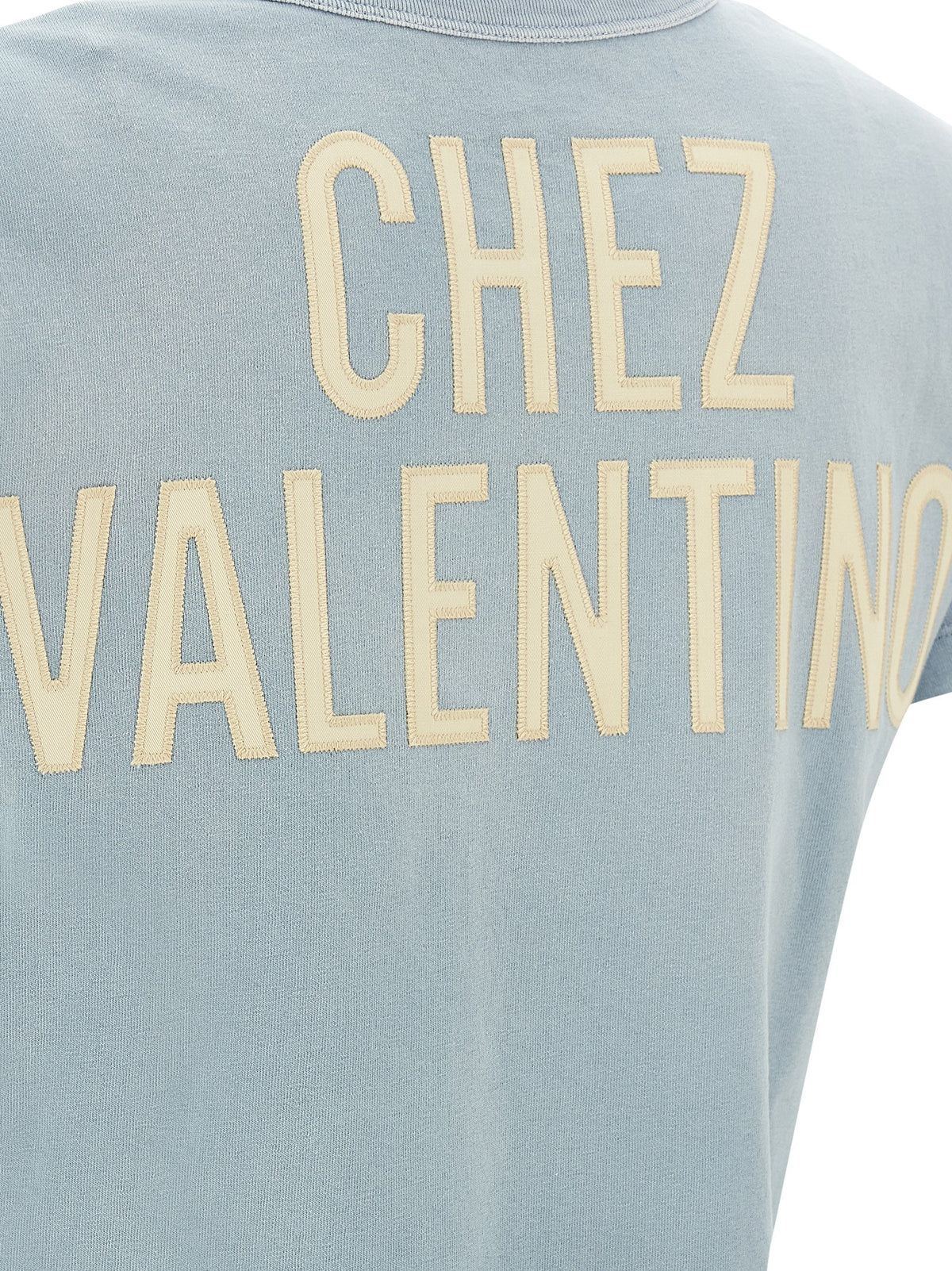 Valentino Garavani T-Shirt en Coton Bleu avec Imprimé Panther Lady