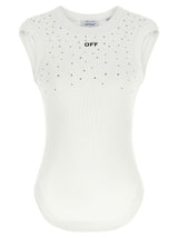 Off-White White Viscose Sleeveles T-Shirt
