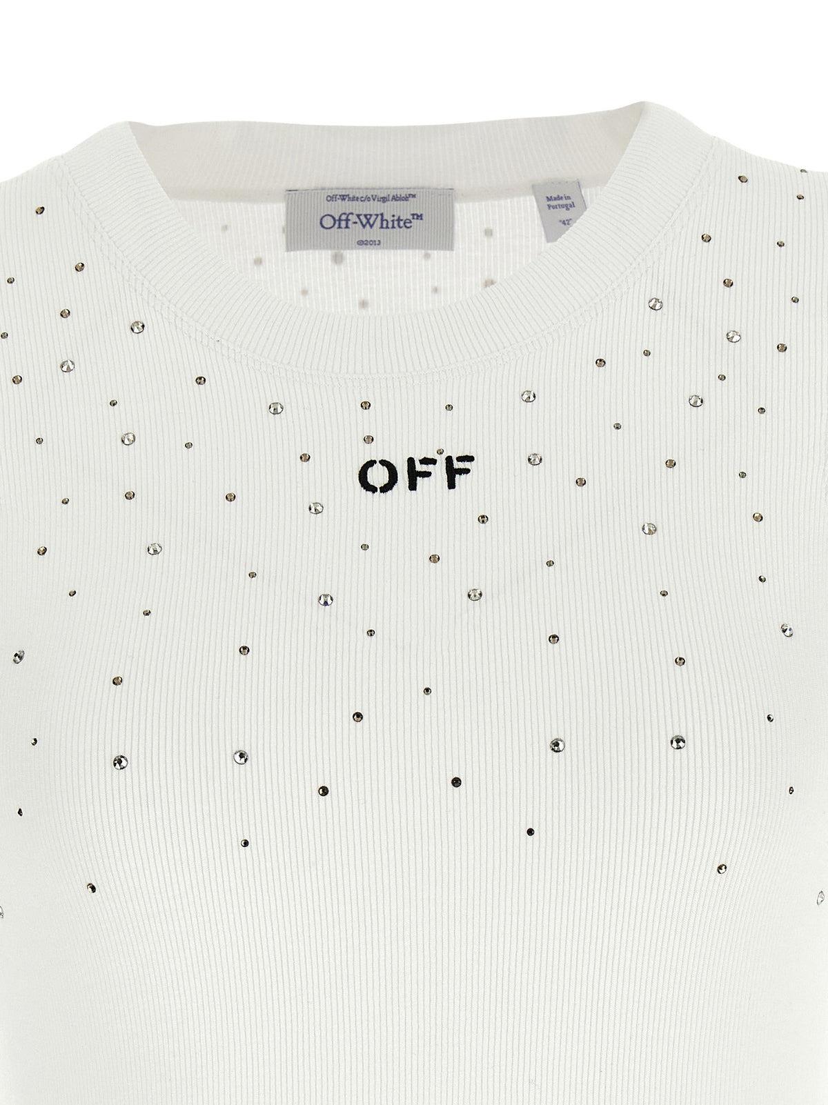 Off-White White Viscose Sleeveles T-Shirt