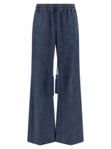 Valentino Garavani Blue Cotton Flared Jeans for Women